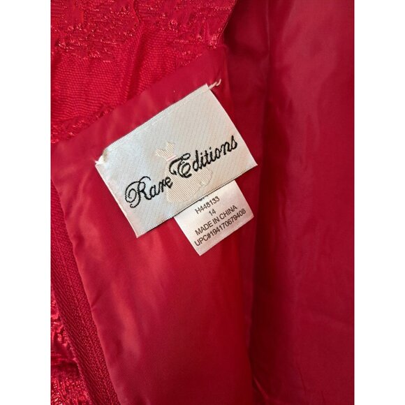 Rare Editions Big Girls Sleeveless Brocade with Jeweled Neckline Social Red Dres - Picture 7 of 13